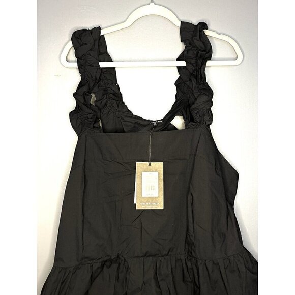 Who What Wear Gorgeous Milkmaid Style Ruffled 3X Coquette Open Back Dress Black - Picture 11 of 16